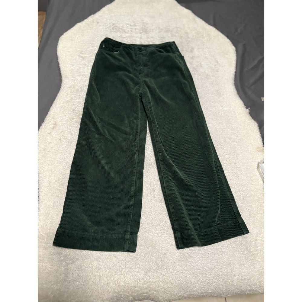 AG Jeans The Etta Green Corduroy Wide Leg Cropped Pants High Waist Size 27 USA